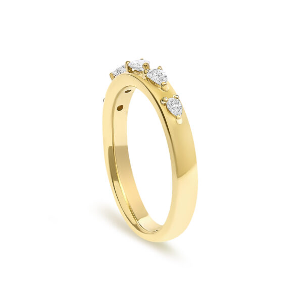 14K Yellow Gold 1/4 Cttw Pear Diamond Band Ring - alternate view 4