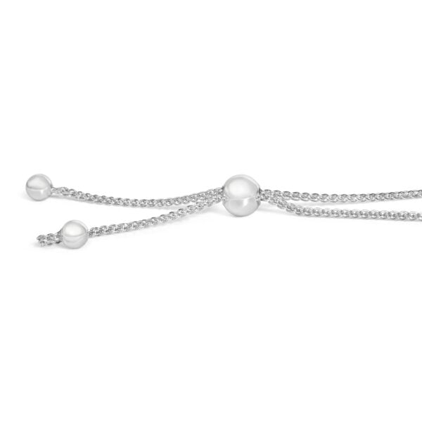 .925 Sterling Silver Green Emerald and White Sapphire Triple Circle Bolo Bracelet - alternate view 2