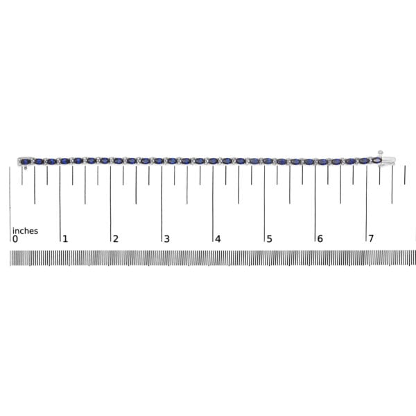 Sterling Silver Alternating Diamond Accent and Oval Blue Sapphire Tennis Bracelet - alternate view 4