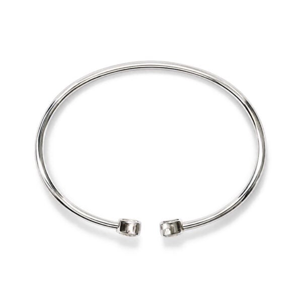 .925 Sterling Silver 1/6 Cttw Diamond Twin Heart Open Flexy Bangle Bracelet - alternate view 3