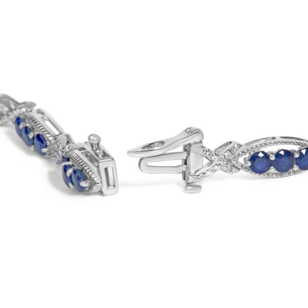 Sterling Silver 1/4 Cttw Diamond & Blue Sapphire Infinity Link Bracelet - alternate view 2