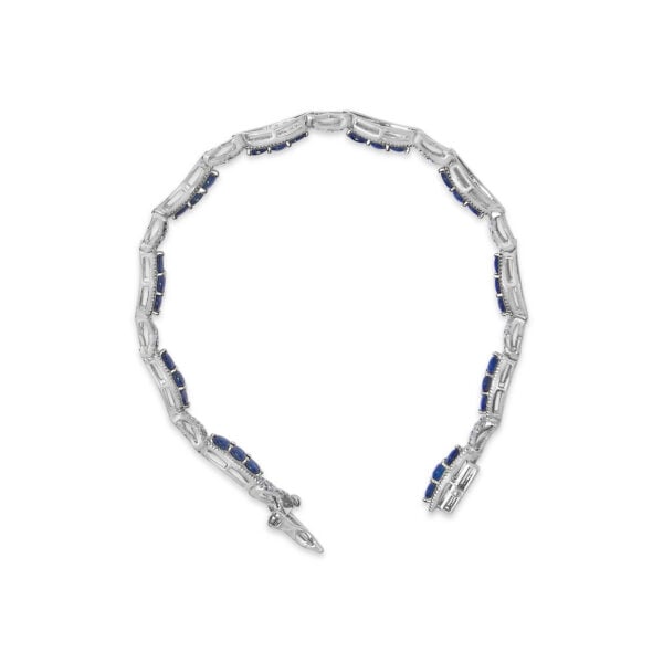 Sterling Silver 1/4 Cttw Diamond & Blue Sapphire Infinity Link Bracelet - alternate view 3